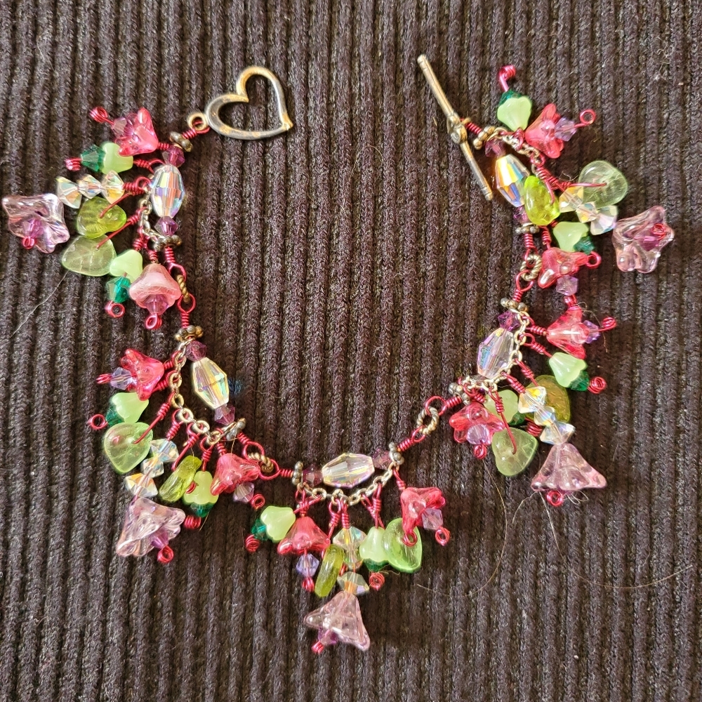 Hand Made Charm Bracelet Pink